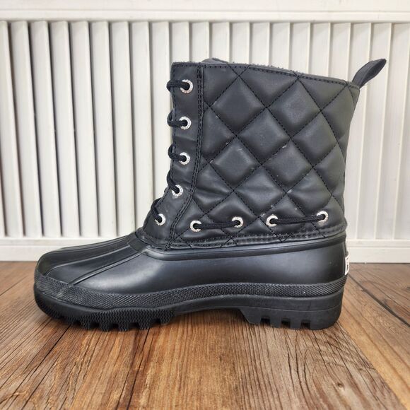 Sperry Top-Sider Gosling Duck Boots Womens Sz 7 Black Quilted Rubber Ankle Rain - Picture 6 of 10